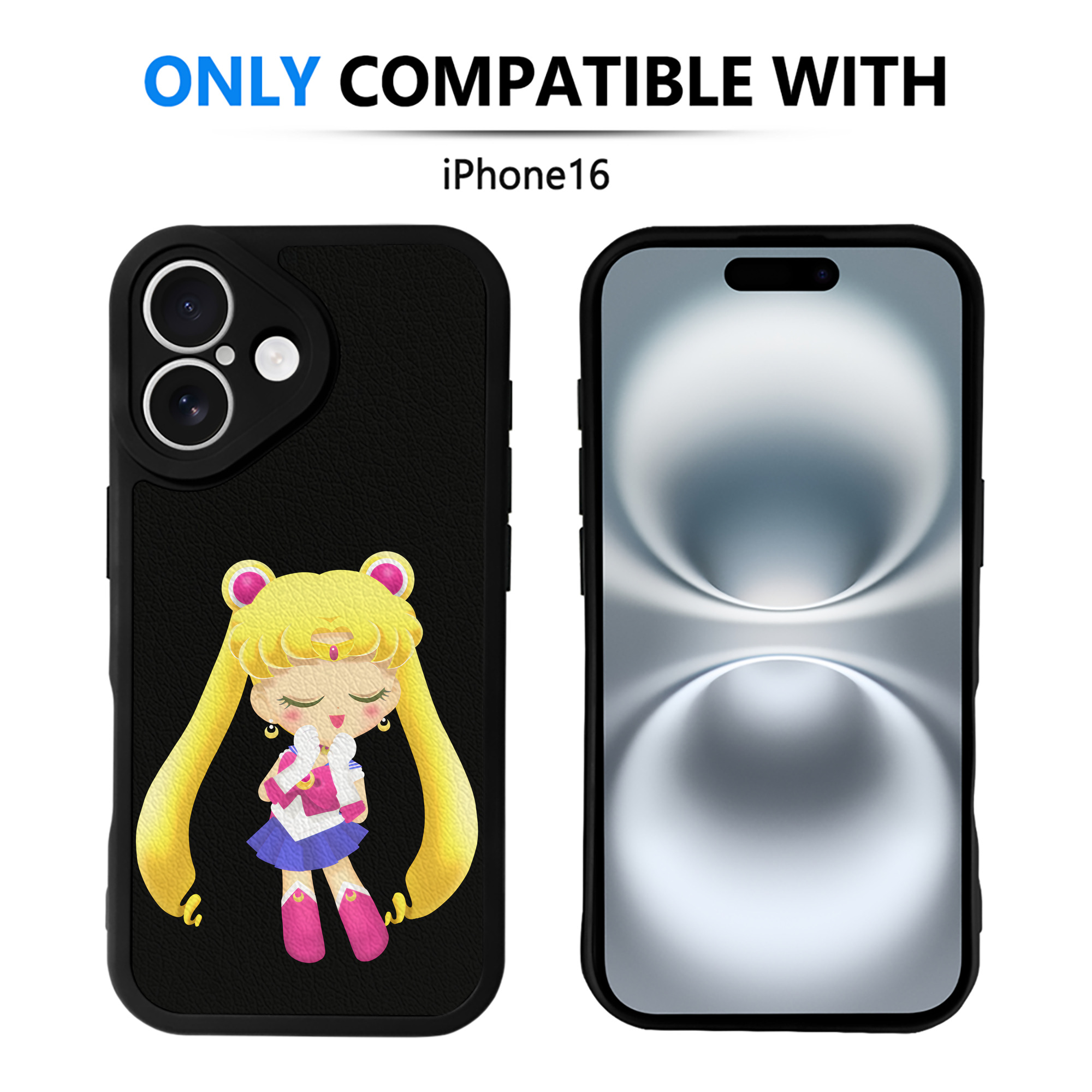 （画像用） 美少女戦士セーラームーン 月野 うさぎ つきの うさぎ Sailor Moon Tsukino Usagi 【iPhone 16シリーズ対応】シリコンスマホケース（レザー調） 材質：シリコン